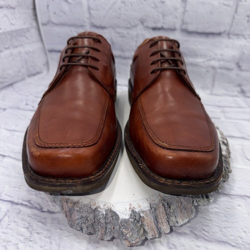 ECCO Helsinki 2 Mens 12 Brown Leather Bike-Toe Derby Lace Up Cushion Dress Shoes - Picture 2 of 13